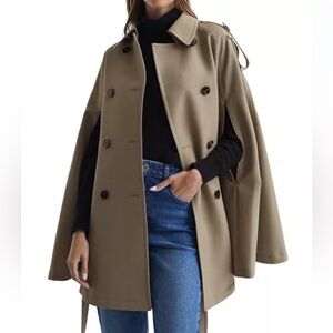 REISS MATHILDE
TRENCH WOOL BLEND CAPE IN NEUTRAL, Size Small